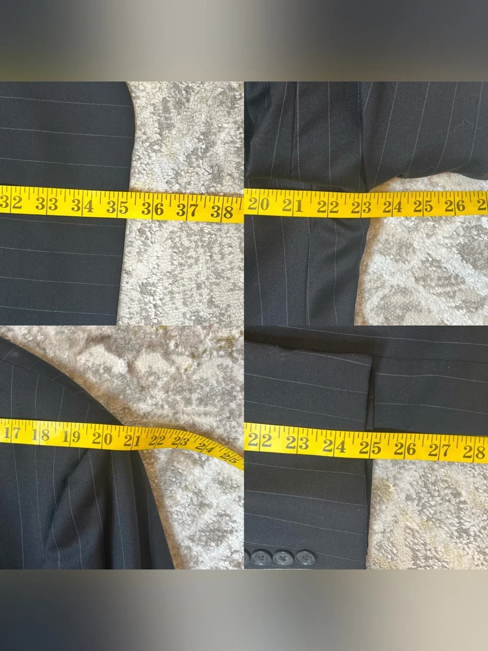 Jos. A. Bank Signature 100% Wool Navy Pinstripe Suit 46R 40x30